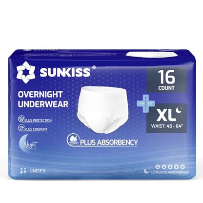 SUNKISS TrustPlus Unisex Incontinence Underwear, XLarge Overnight, 16 Count - size: X-Large Overnight (16 Count)