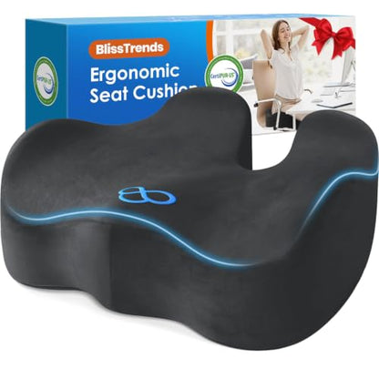 BlissTrends Extra Thick Seat Cushion for Office Chair & Car Seat, Grey - color: Grey, size: XX-Large