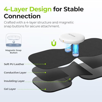 AUVON Wireless TENS Unit Electrode Pads 12 Pcs, 2 Sizes, Latex-Free - color: Black