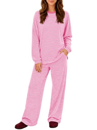 Sexyasasii Women's 2 Piece Striped Lounge Set Maternity Pajama Sets - color: Pink, size: Medium