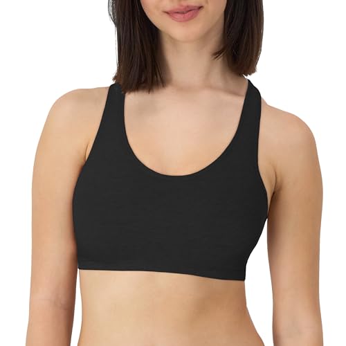 Hanes Women's Racerback Cotton T-Back Bralette (3 Pack) - color: Black/Black/Black, size: Medium