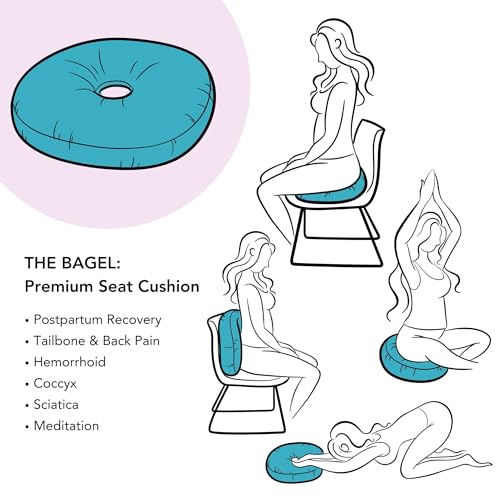 Premium Egyptian Cotton Pressure Relief Donut Chair Seat Cushion for Home, Car, Office Sitting - Postpartum, Pregnancy, Tailbone & Back Pain, Ergonomic Support