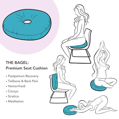 Premium Egyptian Cotton Pressure Relief Donut Chair Seat Cushion for Home, Car, Office Sitting - Postpartum, Pregnancy, Tailbone & Back Pain, Ergonomic Support