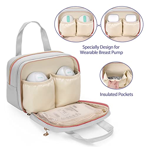 Damero Wearable Breast Pump Bag and Pump Parts Bag with Mat Bundle