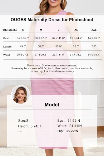 OUGES Women's Sleeveless Striped Bodycon Sweater Maternity Midi Dress - color: Light Pink, size: Small