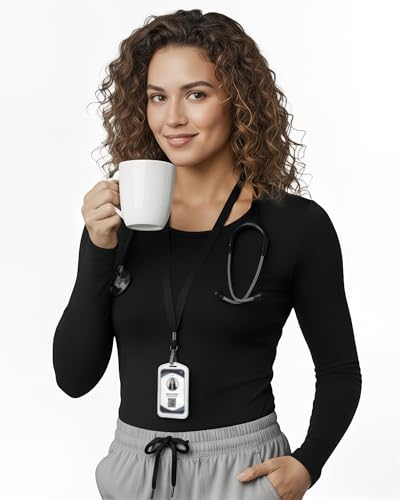 Soft Stretch Cotton Blend Women's Underscrub Shirt Slim Fit Comfort Tee - color: Black, size: Medium