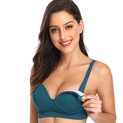GXXGE Womens Seamless Nursing Bra for Breastfeeding Push Up Sleeping Wireless Maternity Bra - color: 3pcs (Black Rosered Blue), size: Small