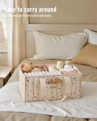 Blissful Diary Diaper Caddy Organizer, Storage Basket, Woodland Cream - color: Woodland Cream