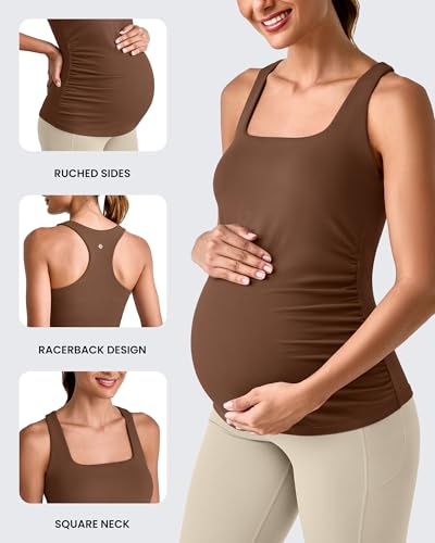 G4Free BareFeel Maternity Tank Tops with Removable Pads Pregnancy Clothes - color: Dark Coffee, size: Large