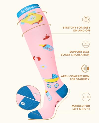 Thick Soft Cotton Compression Socks - color: Two-tone Pink Maternity, size: XX-Large