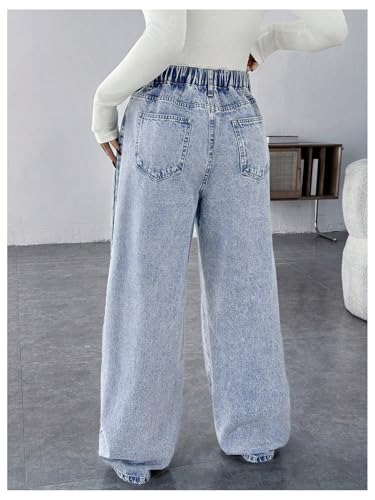 MakeMeChic Women's Maternity Jeans Loose Fit Over The Belly Pants - color: Light Wash, size: X-Large