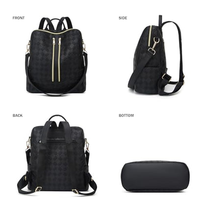 Makes Backpack Purse for Women PU Leather Casual Backpack Daily Travel Bag - color: Black Square