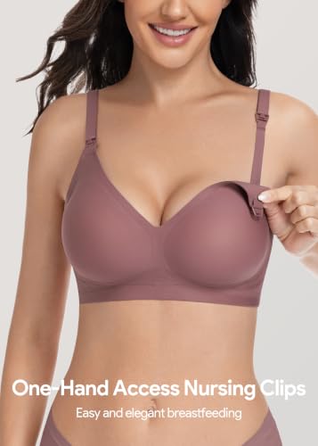HBselect Nursing Bras for Breastfeeding 3 Pack Women Maternity Jelly Bras - color: G: 3pack(black/Dusty Pink/Gray Blue), size: Medium