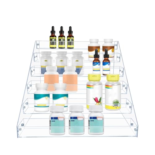 PMMASTO Clear Acrylic Spice Rack for Countertops- 6 Tier - size: 6 Tier - inner width 1.93''