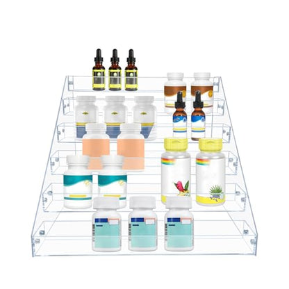 PMMASTO Clear Acrylic Spice Rack for Countertops- 6 Tier - size: 6 Tier - inner width 1.93''