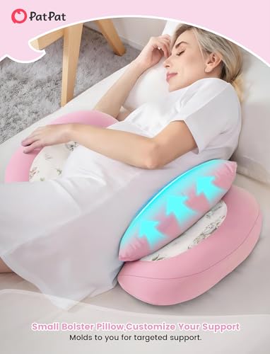 PATPAT Pregnancy Pillow, Cooling Maternity Pillow with Adjustable Wedge - color: Pink