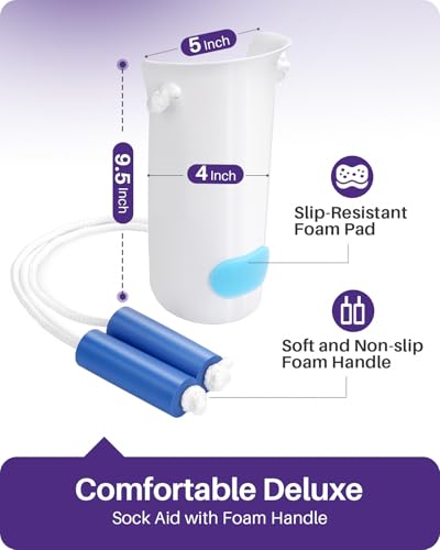 KEKOY Sock Aid for Putting on Socks, 4" Foot Width, No Bending - size: 4.0 Inch Wide
