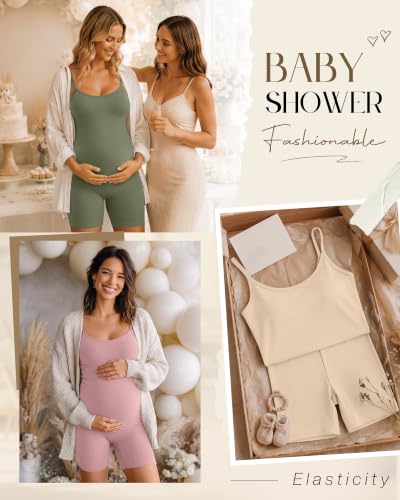 3 Pack Women's Maternity Jumpsuit Shorts - color: Apricot, Dusty Pink, Army Green, size: X-Large