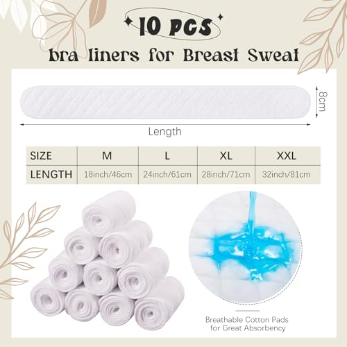 Toulite 10Pcs Reusable Cotton Bra Liners for Sweat - color: White, size: Large