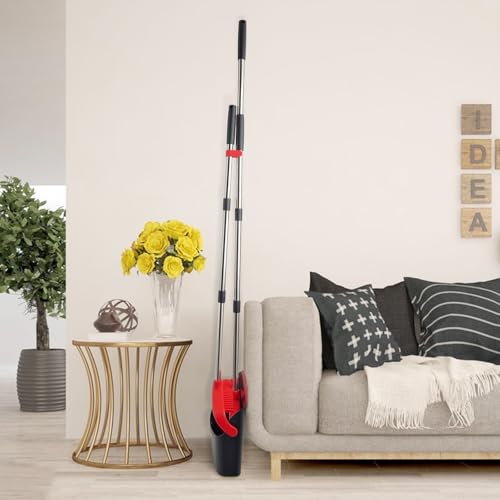 Broom and Dustpan Combo Set,51" Long Handle,Black Red - color: Black Red