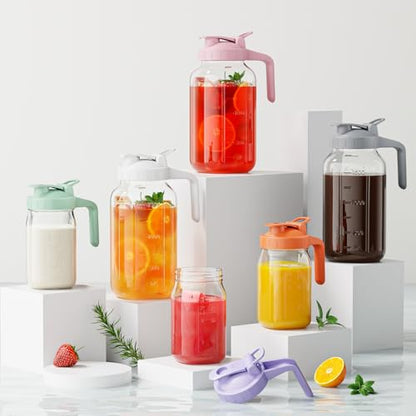 JunVpic Breast Milk Pitcher, 32 oz Wide Mouth Glass Mason Jar with Lid - color: Green, size: 32 Ounces
