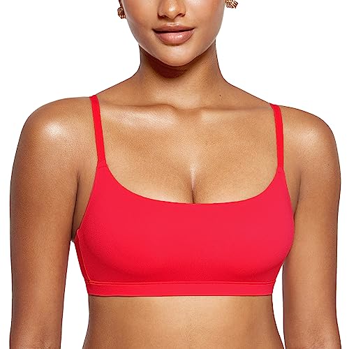 INLYRIC Women's Unlined Wireless Sports Bralette - color: Bright Red, size: Medium