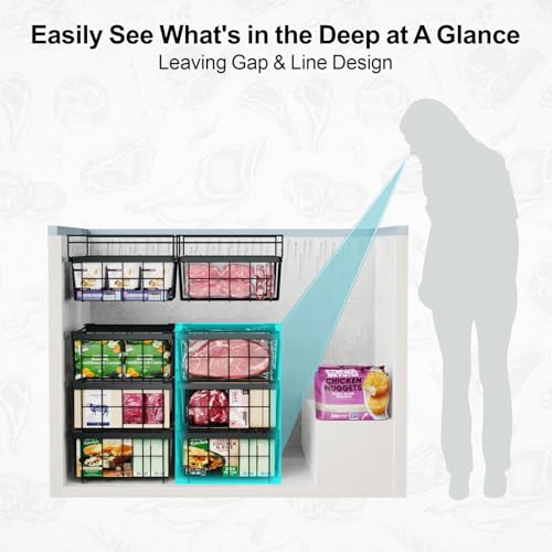 iSPECLE Deep Freezer Organizer Bins for 10 to 20 Cu.Ft, 3 Pack Stackable & Hanging Baskets, Expandable Metal Wire Storage System, Fits 17.5"-22.6" Width, Chest Freezer Only, Black - style: 3 Pcs-Black