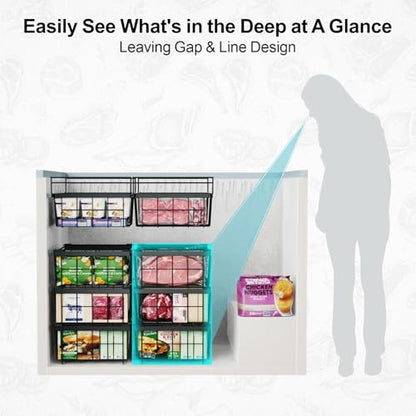 iSPECLE Deep Freezer Organizer Bins for 10 to 20 Cu.Ft, 3 Pack Stackable & Hanging Baskets, Expandable Metal Wire Storage System, Fits 17.5"-22.6" Width, Chest Freezer Only, Black - style: 3 Pcs-Black