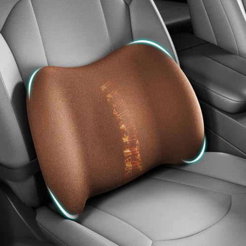 BYMECOST Lumbar Support Pillow for Car, Memory Foam Car Back Cushion - color: Brown Brushed Fleece