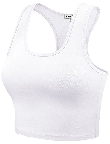Women Sleeveless Racerback Crop Camisole Tank Tops Cotton Basic Shirts - color: 001-white-22, size: Small