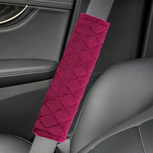 Amooca 2 Pack Seat Belt Covers Soft Shoulder Pad for Cars & Backpack - color: Wine Red
