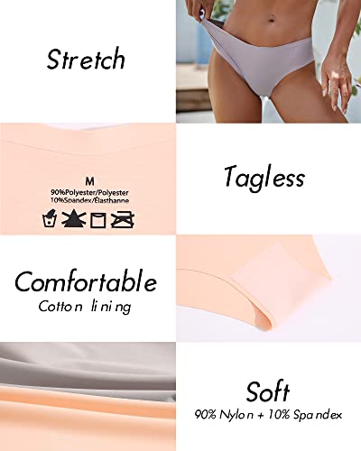 Women’s Seamless Underwear No Show Cheeky Hipster Bikini Panties 9 pack - color: Option E, size: Medium