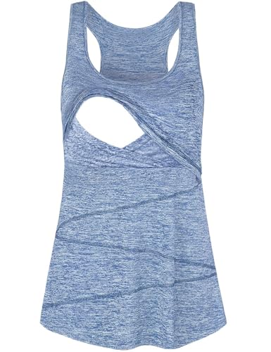 Joymom Maternity Summer Cool Sleeveless Nursing Tank Tops Breastfeeding Shirts - color: 33 B Blue White, size: Medium