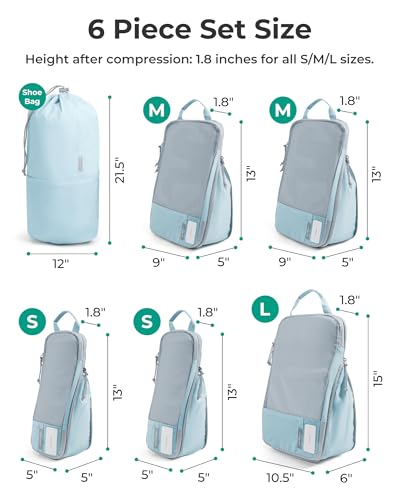 BAGSMART Compression Packing Cubes for Travel Essentials - color: Starlight Bluen, size: Set of 6