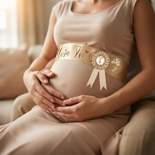 Bearly Wait Mom to Be Sash Teddy Bear Baby Shower Decor Set - color: Brown
