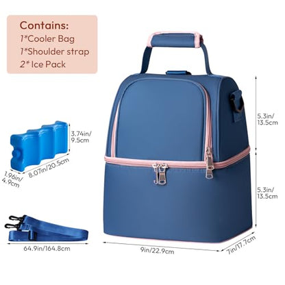 NCVI Breast Pump Backpack, Double Layer Removable, for Spectra/Medela - color: Blue