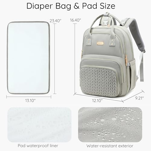 AIJIEKE Diaper Bag Backpack, Large Multi-functional Diaper Backpack, Gray - color: Grey