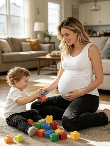 AMPOSH Womens Maternity Tank Tops 3 Pack Cotton Sleeveless Ruched Side Pregnancy Postpartum Shirts Soft Stretch Basic Top - color: Black/Black/White/White, size: Medium