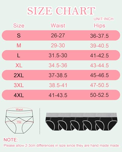 MISSWHO Cotton High Waisted Womens Underwear Soft Stretch Breathable Full Coverage Ladies Panties(Regular & Plus Size) - color: Black-d, size: X-Large