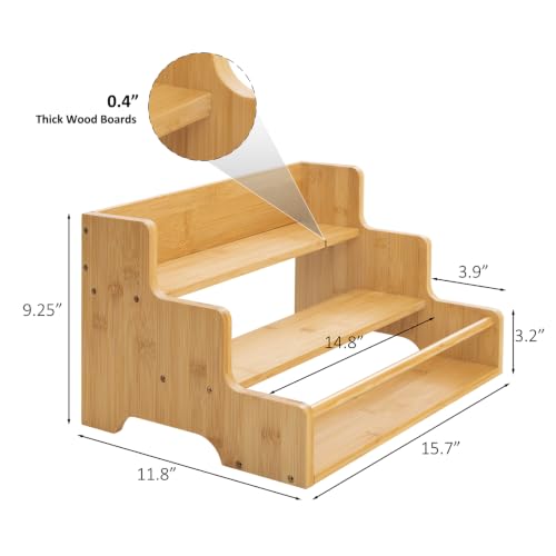 Mufico Bamboo Tabletop Wine Racks with Handles & Guardrail, Bamboo - color: Bamboo