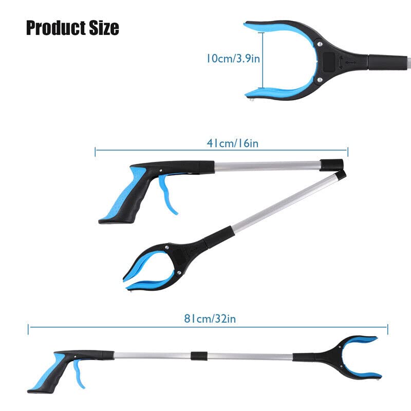 2-Pack 32"Grabber Reacher Tool,360°Rotating Anti-Slip Jaw,Trash Claw Grabber Tool