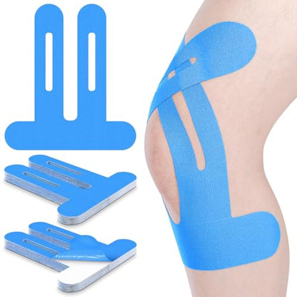 50 Pcs Precut Kinesiology Tape for Knees, Blue - color: Blue