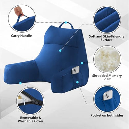 IPYNBAP Back Pillow for Bed Sitting up, Reading Pillow, 20 Inch, Navy Blue - color: Navy Blue, size: Medium(20inch)