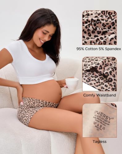 INNERSY Women's Maternity Underwear Cotton Pregnancy Boyshorts 4-Pack - color: Maillard, size: Medium