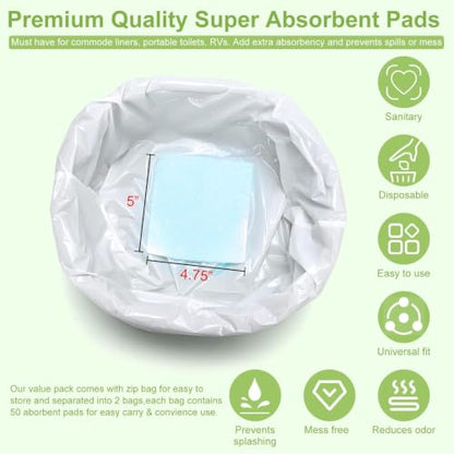Super Absorbent Commode Pads 50 Pcs - color: 50 Pcs 5*4.75 in