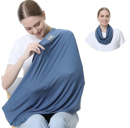 NeoTech Care Baby Nursing Cover Breastfeeding Scarf | Soft Fabric (Blue) - color: Blue