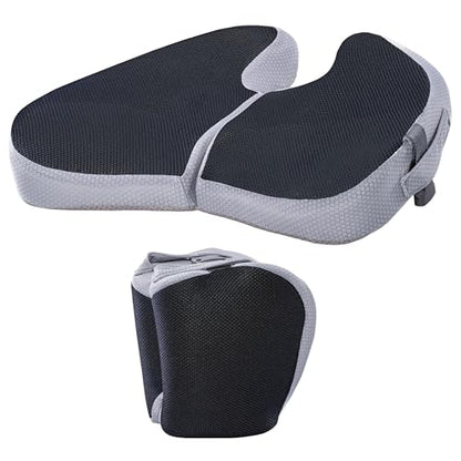 Travel Seat Cushion For Airplane, Small Foldable Hemorrhoid Pillow - color: Dark Gray