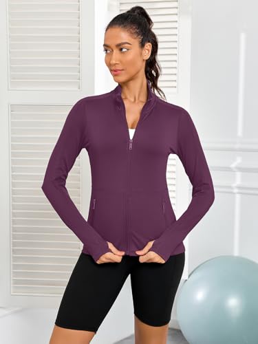 VUTRU Women's Workout Yoga Jacket Full Zip Running Athletic Track Jacket - color: A-purple, size: X-Small
