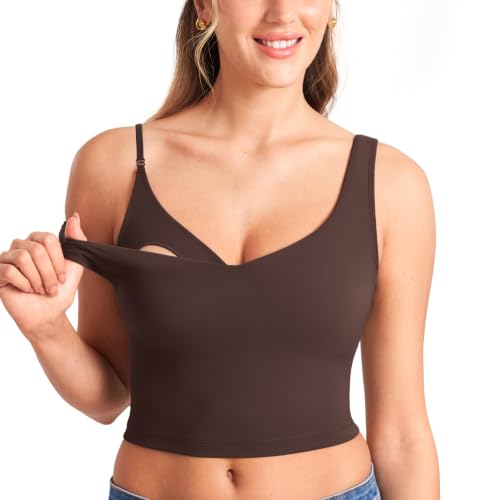 MOMANDA Longline Sports Nursing Bras - color: Hot Fudge Brown, size: Medium
