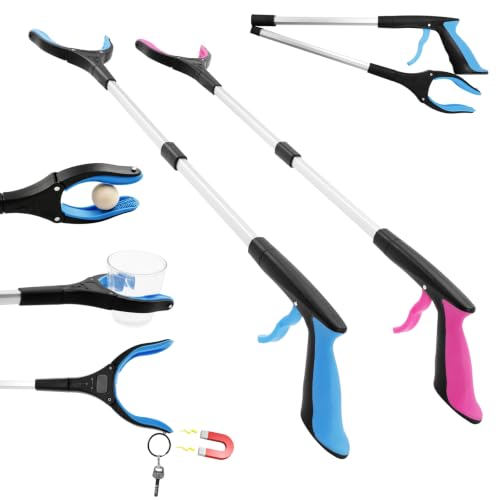 2Pcs 32" Grabber Reacher Tool, Rotating Jaw with Built-in Magnet